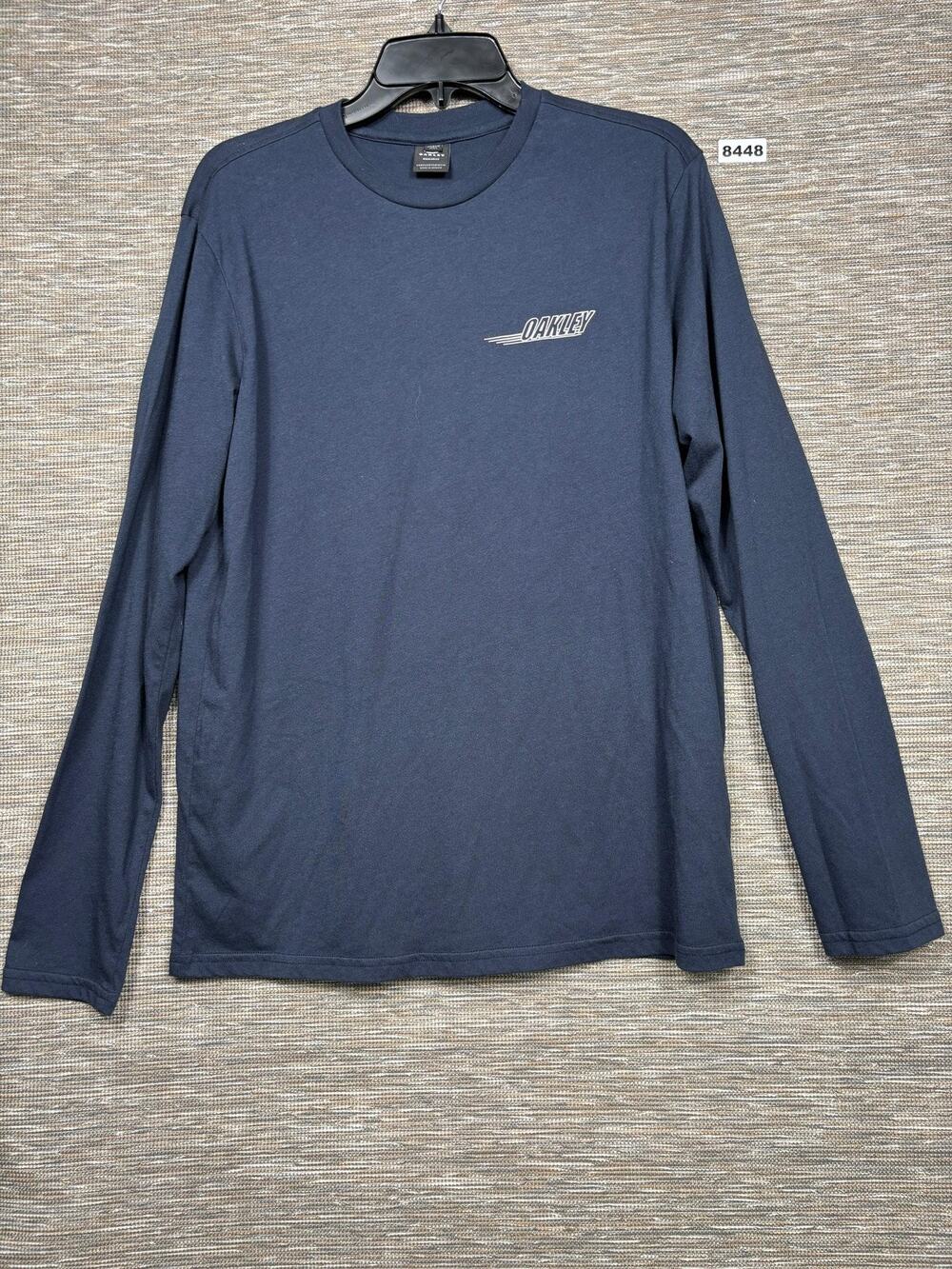 Oakley Shirt Mens Medium Blue Long Sleeve Crewneck Logo Graphic Tee FOA404003